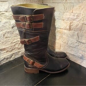 Bed Stu Dorset Rustic Teak Buckle Women’s Boots 8 Black Brown Rustic Leather